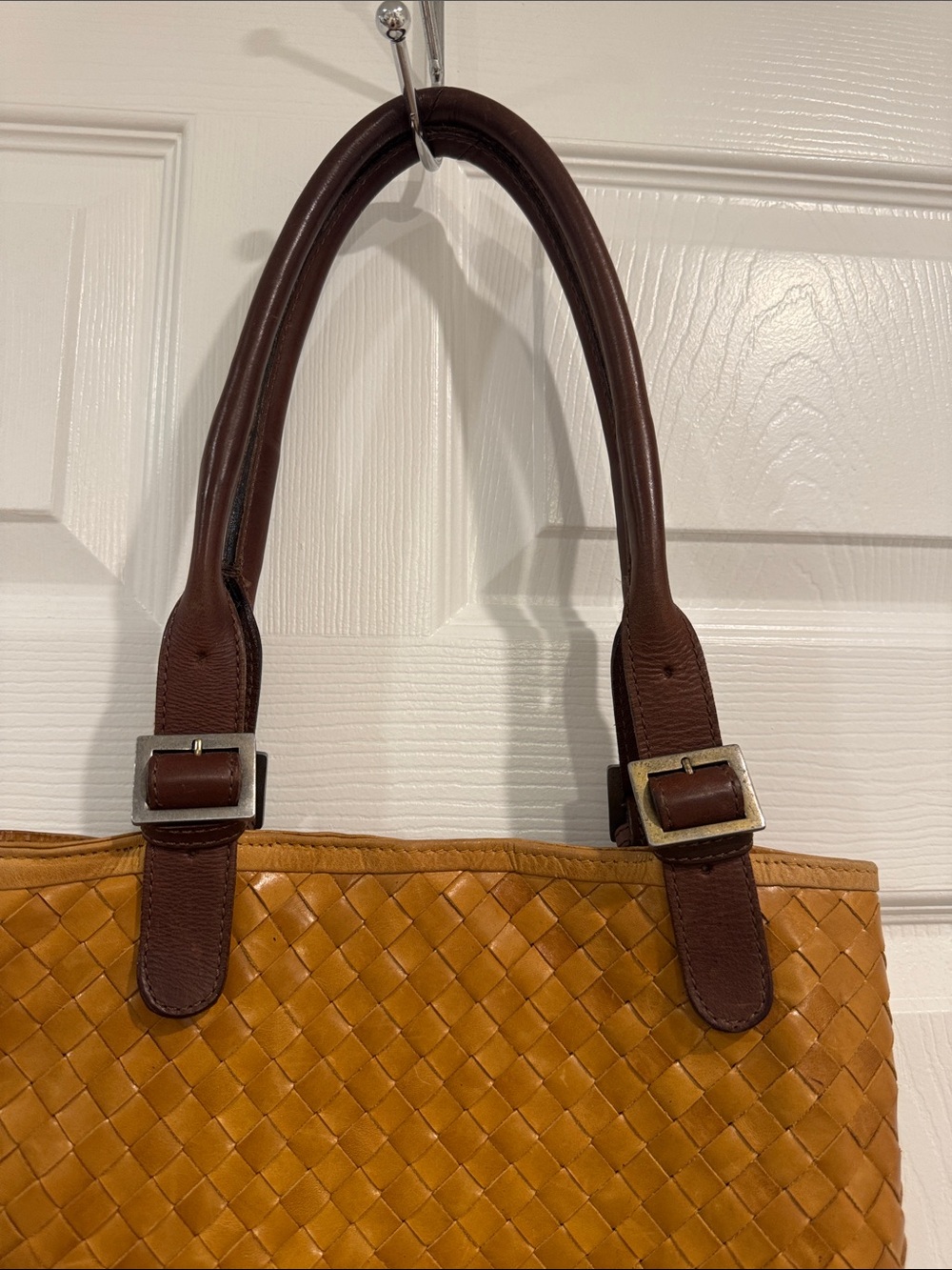 latico tan woven leather tote with brown handles - Picture 4 of 13
